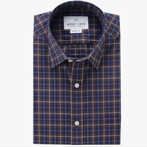 Hugh & Crye button down dress shirt - Blue / Brown Plaid